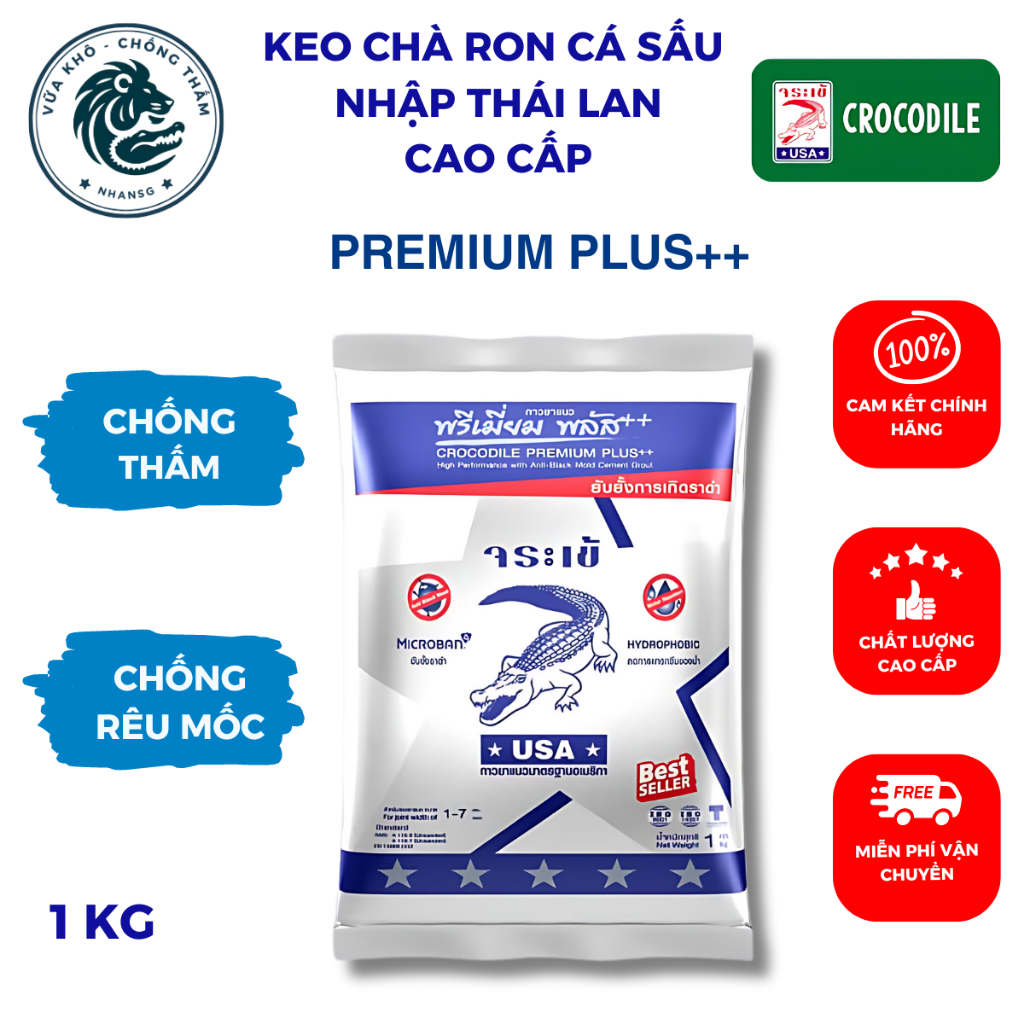 KEO CHÀ RON CÁ SẤU THÁI LAN CAO CẤP PREMIUM PLUS BẠC, KEO CHÍT MẠCH CÁ SẤU, CHÀ RON GẠCH, CHỐNG RÊU 