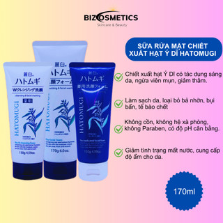 Sữa rửa mặt dưỡng ẩm và làm sáng da Raihaku Hatomugi Facial Foam 130g và 170g