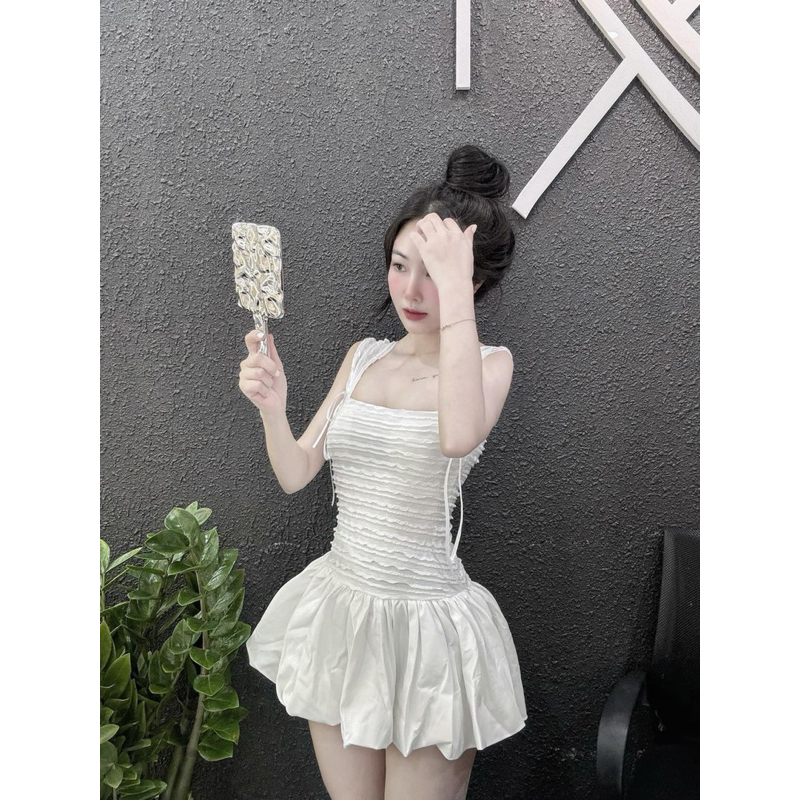 [CÓ MÚT] Váy Hai Dây Dáng Bí Xoè Phối Dây Nơ Điệu Đà Tặng Kèm Quần Bảo Hộ HV333 | BigBuy360 - bigbuy360.vn