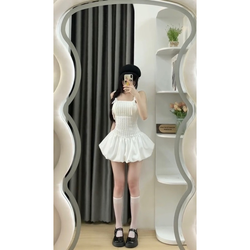 [CÓ MÚT] Váy Hai Dây Dáng Bí Xoè Phối Dây Nơ Điệu Đà Tặng Kèm Quần Bảo Hộ HV333 | BigBuy360 - bigbuy360.vn