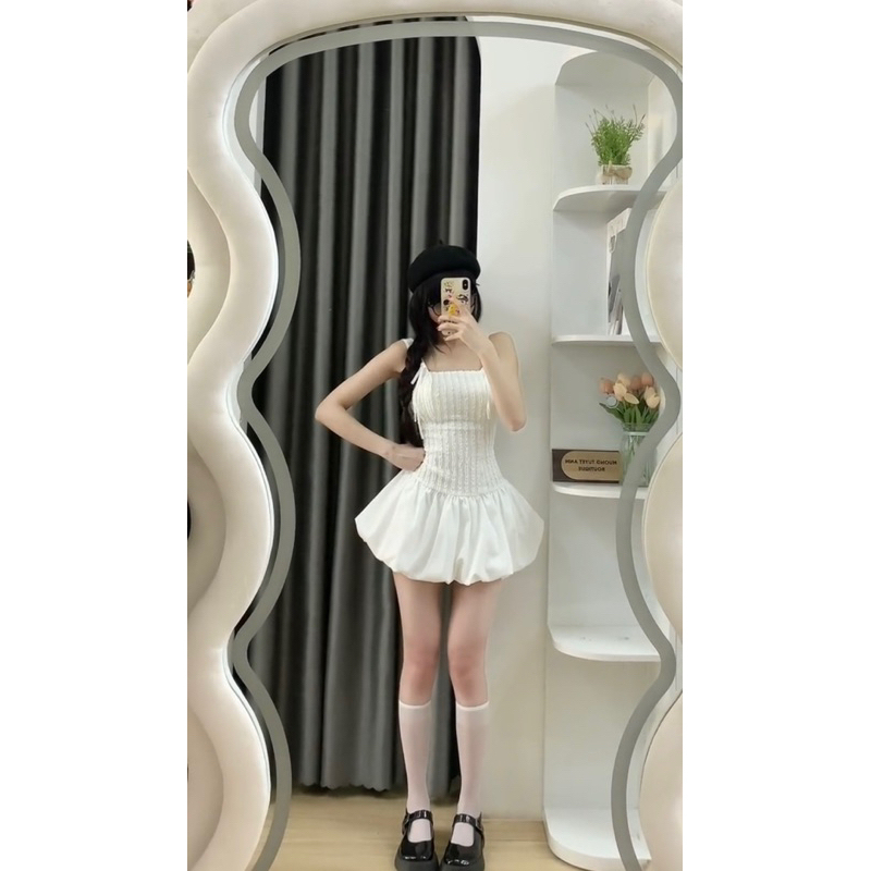 [CÓ MÚT] Váy Hai Dây Dáng Bí Xoè Phối Dây Nơ Điệu Đà Tặng Kèm Quần Bảo Hộ HV333 | BigBuy360 - bigbuy360.vn