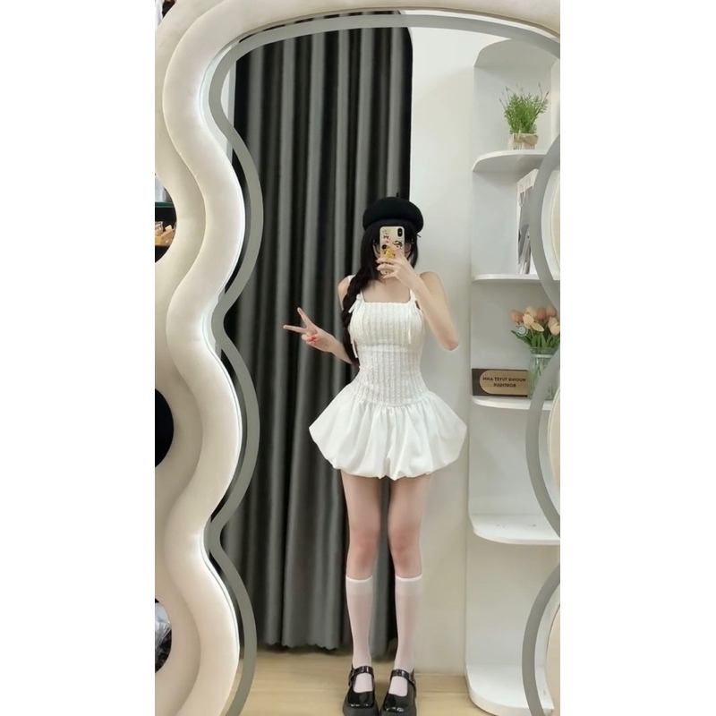 [CÓ MÚT] Váy Hai Dây Dáng Bí Xoè Phối Dây Nơ Điệu Đà Tặng Kèm Quần Bảo Hộ HV333 | BigBuy360 - bigbuy360.vn