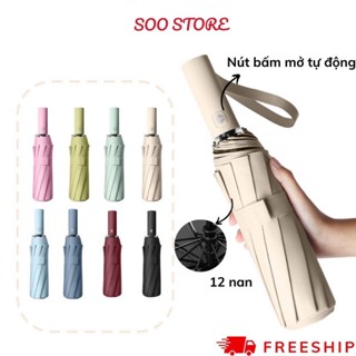 Ô dù che mưa đi nắng SooStore mở tự động gấp nhỏ gọn cầm tay 2 chiều cỡ lớn