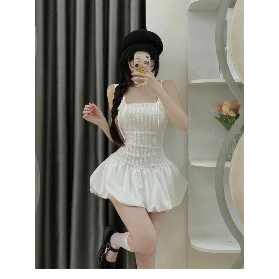 [CÓ MÚT] Váy Hai Dây Dáng Bí Xoè Phối Dây Nơ Điệu Đà Tặng Kèm Quần Bảo Hộ HV333 | BigBuy360 - bigbuy360.vn