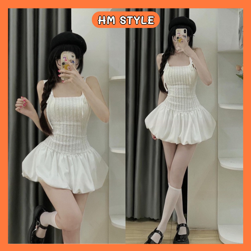 [CÓ MÚT] Váy Hai Dây Dáng Bí Xoè Phối Dây Nơ Điệu Đà Tặng Kèm Quần Bảo Hộ HV333 | BigBuy360 - bigbuy360.vn