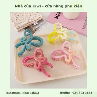 Kẹp tóc càng cua hình nơ tone màu pastel ngọt ngào