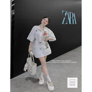 Áo Sơmi Cộc Tay Sticker Gấu Labubu