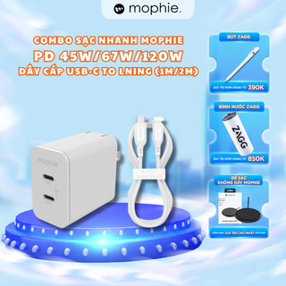 Combo sạc nhanh mophie pd 45w/67w/120w, dây cáp usb-c to lning
