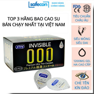Bao cao su XTOY 0.01 siêu mỏng, nhiều gel bôi trơn, gân gai, truyền nhiệt tốt, hương thơm Hộp 10BCS
