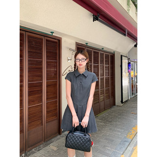 Váy đầm polo xếp ly dáng chữ A kẻ sọc Yannie