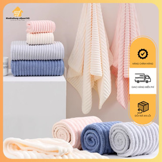 Khăn tắm sóng nước siêu thấm hút, khăn mặt sợi cuộn to, kích thước 70x140cm, chất liệu cao cấp dày dặn không rụng lông