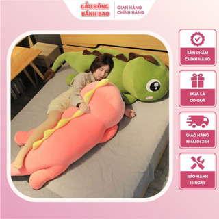 Gấu bông khủng long đuôi tim siêu to khủng lồ, Gối ôm hình thú khủng long chất nhung miniso mền mịn