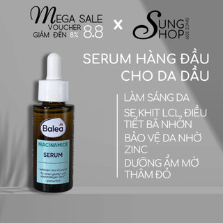 Serum Balea Niacinamide Zinc sáng trắng da se khít lổ chân lông