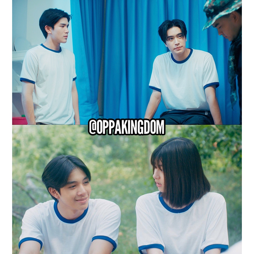 Áo thun trắng bo viền xanh Gemini, Fourth giống phim My Love Mix Up