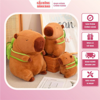  Gấu Bông Chuột Capybara Đeo Balo Rùa,Thú Nhồi Bông Capybara Gối Ôm Mềm Mịn Cao Cấp Gấu Bông Bánh Bao 