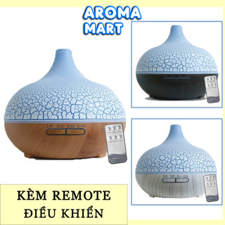 Máy Xông Tinh Dầu Bí Ngô Cổ Cao Vân Rạn cỡ lớn 550ml kèm Remote điều khiển AROMA Mart