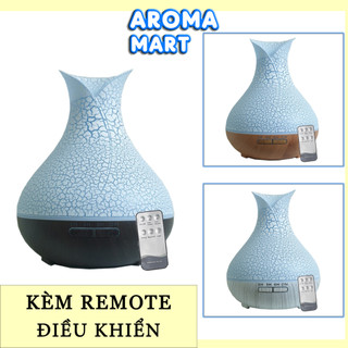 Máy Xông Tinh Dầu Hoa Tulip Vân Rạn Dung Tích Lớn 550ml Kèm Remote Điều Khiển AROMA Mart