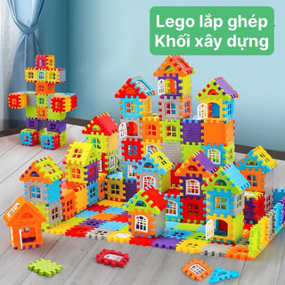 Đồ chơi lắp ghép xếp hình xây dựng kiến trúc,bộ 210 chi tiết lắp ghép khối xây dựng giúp bé phát triển trí thông minh