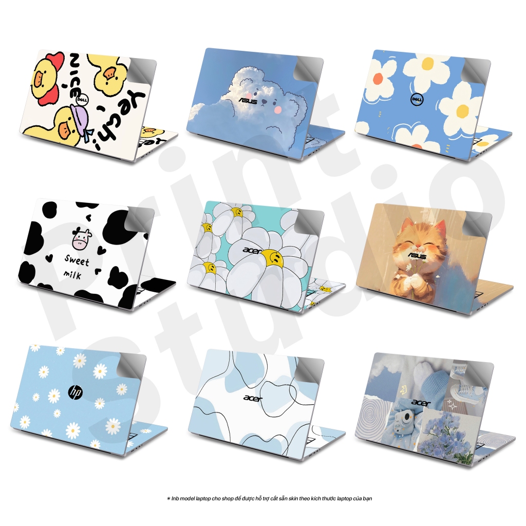 Skin Laptop 25 Mẫu Cắt Sẵn Theo Model Laptop - Miếng Dán Laptop có cho Dell, Hp, Asus, Lenovo, Acer,