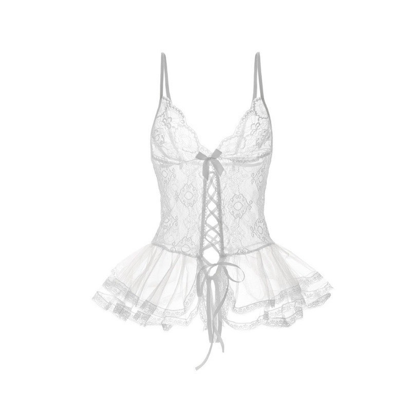 Đồ lót liền thân ren xuyên thấu cột dây siêu xinh gợi cảm bodysuit váy ngủ tầng xòe đáng yêu quyến rũ BIKI HOUSE N946 | BigBuy360 - bigbuy360.vn