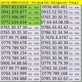 Sim Taxi lặp 2 - Sim taxi lặp 3 - Mobifone Vinaphone Viettel