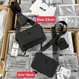 Túi đeo chéo mb full black unisex size 18cm - 23cm kèm ví nhỏ