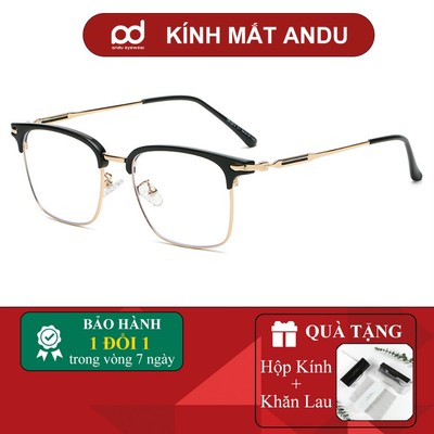 Gọng kính cận thời trang nam nữ ANDU EYEWEAR dáng browline chống tia UV chất liệu TITAN - 1874