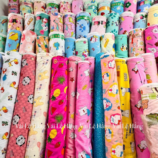 [ Vải Lệ Hằng] Vải Tone Loại 1 Mẩu Labubu, Nhiều Mẩu Hoạt  Hình May Đồ Bộ, Đầm Váy Cho Bé Trai, Bé Gái