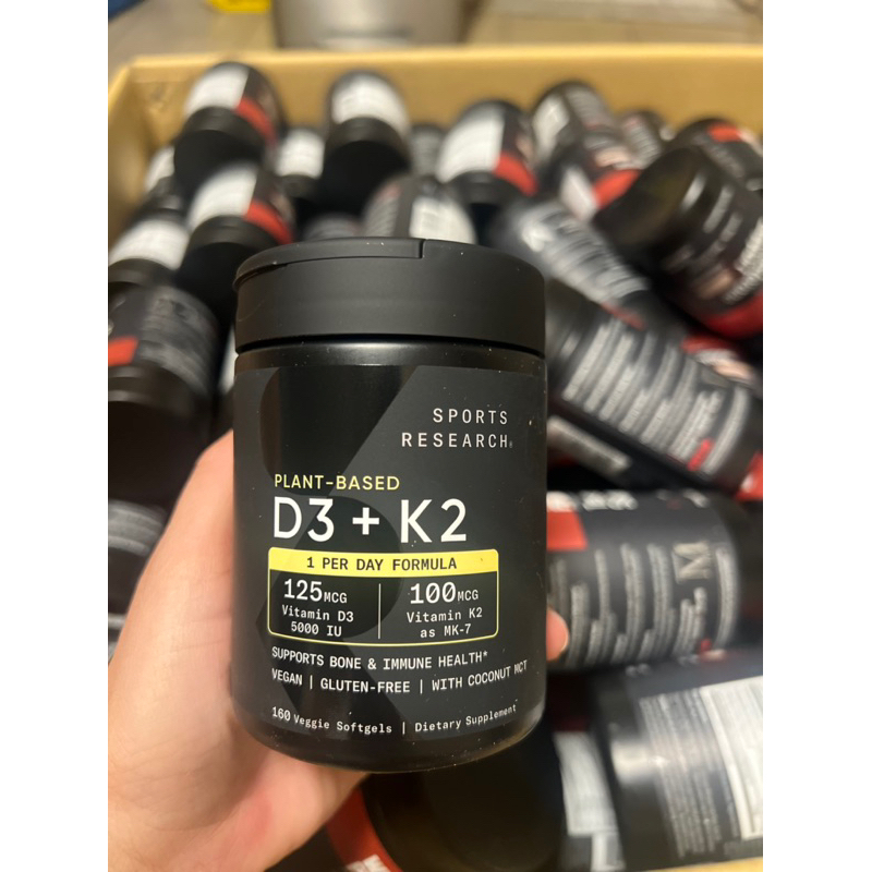 Vitamin D3 + K2 SPORTS RESEARCH SR 160 Viên Veggie Softgels