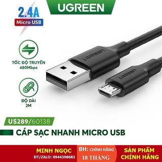 Dây cáp sạc và truyền dữ liệu Ugreen US289 cổng Micro USB 2.4A dài 0,5m đến 2m - Hàng Chính Hãng