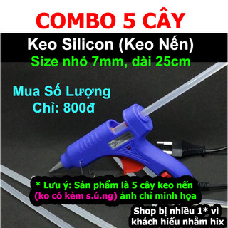 5 cây Keo nến nhỏ 7mm dài 25cm