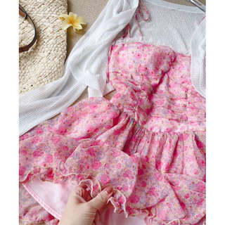 Set Đầm Hoa Dây Kèm Khoác