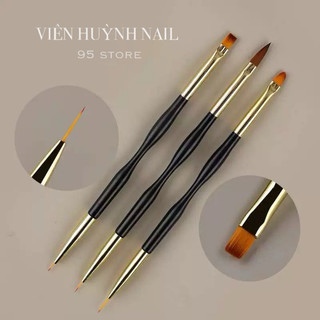 Bộ cọ 2 đầu vẽ nail - set 3 cây cọ nhiều kiểu vẽ móng