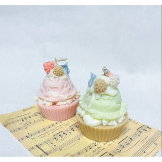 Set 2 bánh nến thơm Cupcake tone Pastel handmade dễ thương làm quà tặng- màu tùy chọn