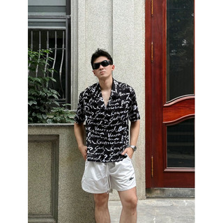 Áo sơ mi nam cuban shirt gucoon vải lụa không nhăn, áo sơ mi đi biển tay ngắn họa tiết local brand