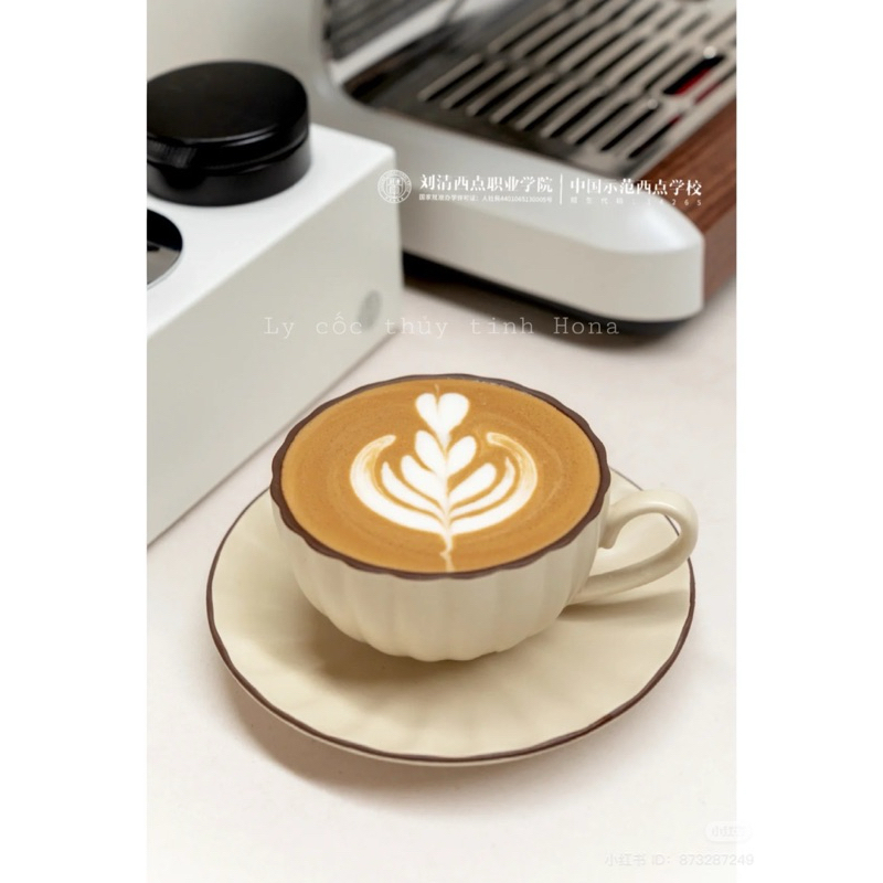  Ly sứ có quai dùng cho latte capuchino 220ml cốc uống trà nóng đẹp 