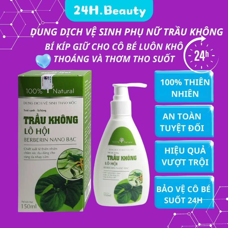 Dung Dịch Vệ Sinh Trầu không 150ml Hết Khí Hư Nấm Ngứa Mùi Hôi Vùng Kín