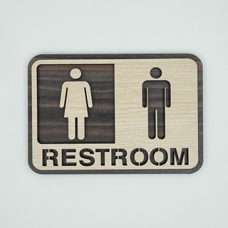 Bảng restroom (toilet) bằng gỗ cắt laser 2 lớp | trang trí homestay