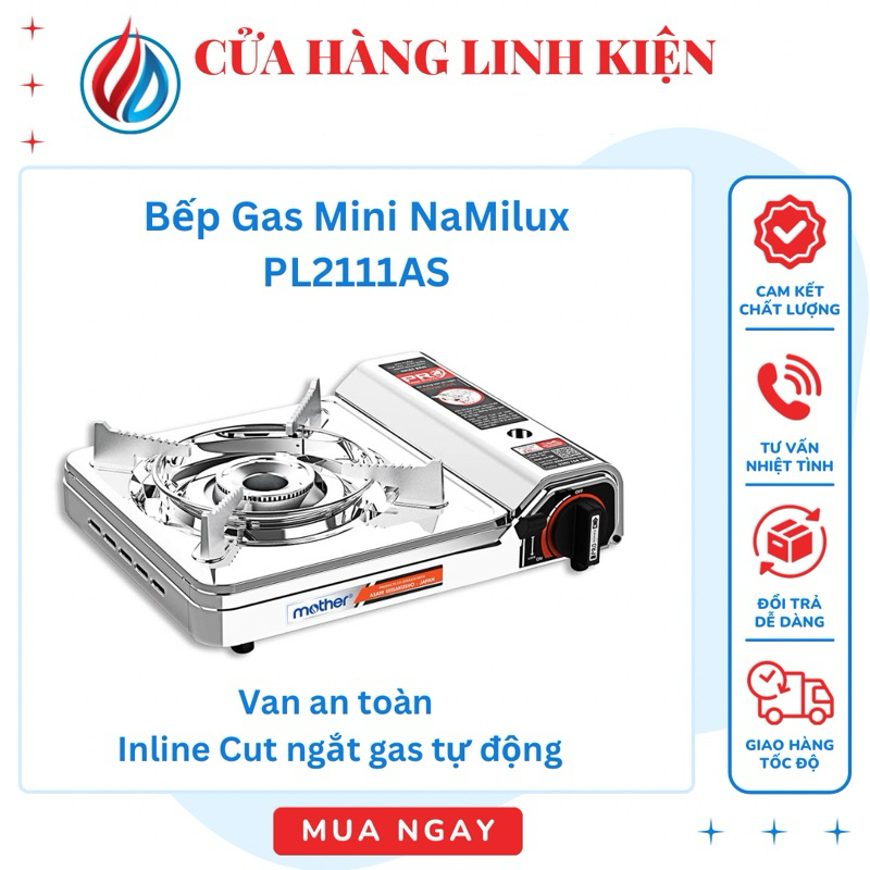 Bếp Gas Na.milux PL-2111AS - Bếp Gas Mini Bằng Inox Không Gỉ Tiện Lợi Mang Đi Du Lịch