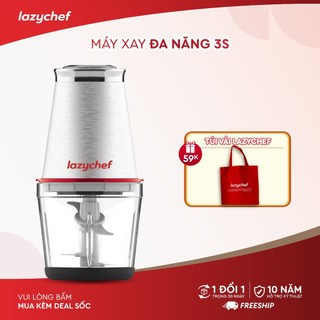 Máy xay thịt, xay tỏi ớt xay gia vị đa năng lazychef, máy xay 4 luỡi dao, cối thủy tinh chịu lực 600ml