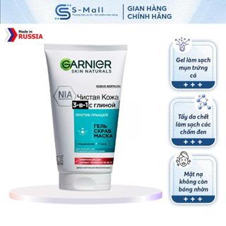 Gel rửa mặt Garnier Pure Skin Active 150ml - Tẩy tế bào chết + Mặt nạ 3 trong 1 với đất sét trắng