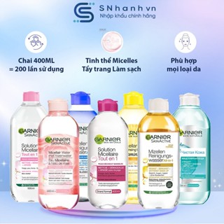 Nước tẩy trang Garnier Micellar bản Nga Đức Pháp Lọ 400ml