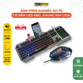 Bàn Phím Có Dây Giả Cơ Gaming Cao Cấp GK70 Đèn Led RBG - Khung Kim Loại Sang Trọng, Chắc Chắn, Có Chỗ Kê Điện Thoại