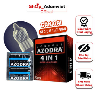 [Hàng Cao Cấp] - Bao cao su Có Gai AZODRA 4N 1 - HỘP 3 CÁI, Bcs Có Gai Gân Lớn, Chống Xuất Tinh - Ôm Sát