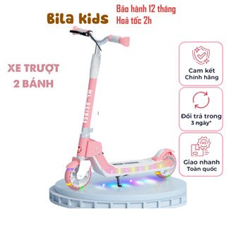 xe trượt scooter 2 bánh BILA KIDS cho bé lớn từ 4-15 tuổi, tải trọng 100kg có phanh tay có đèn nhạc, bánh xe phát sáng