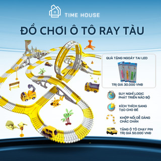 Đồ chơi trẻ em phát triển trí tuệ, lắp ghép đường ray ô tô, tàu hỏa nhiều chi tiết