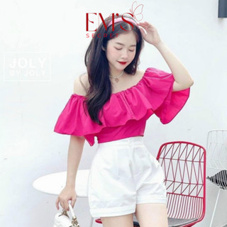 Áo Sơ Mi Trễ Vai Tay Ngắn Bồng Nữ Áo Bẹt Vai Croptop Kiểu Bánh Bèo Xinh Tiểu Thư Mùa Hè