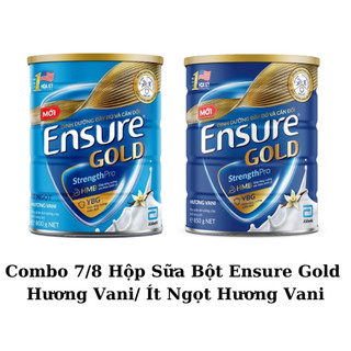 Combo 7/8 hộp sữa bột abbott ensure gold hương vani/ ít ngọt hương vani hộp 800g