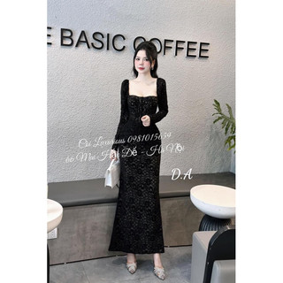 Đầm ren body cổ vuông xoắn eo dáng dài siêu đẹp tôn dáng sang chảnh