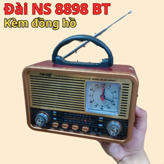  Đài radio NS 8898 BT kết nối bluetooth,fm,am,sw có cổng usb thẻ nhớ sóng khoẻ có đồng hồ đi theo - Bảo Hành 12 THÁNG 